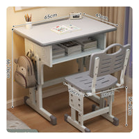 Ergonomic Design Children's Homework Table and Chair Rounded Corners Kids Desk and Chair Set Easy to Assemble Height Adjustable Study Table Pen Slot for Students, Home, Bedroom