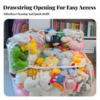 Easy to Fill Stuffed Creature Storage Bean Bag Space Saving Stuffed Creature Storage Chair Large Capacity for Toddlers, Teens, Playroom