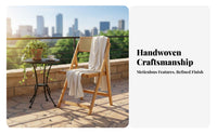 Cane Woven Mesh Folding Chair Lightweight Household Furniture Anti-Slip Feet