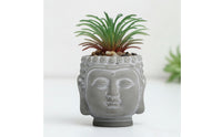 Cement Pot with Raised Pattern Carved Cement Planter Stone-Look for Desk, Office