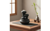 Compact Design Desktop Water Fountain USB Powered Indoor Water Fountain with Light House Decoration for Living Room, Office, Meditation Space, Bedroom