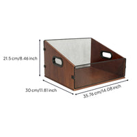 Wooden Storage Bin with Mesh Breathable Open-Front Desk Organizer Rustic