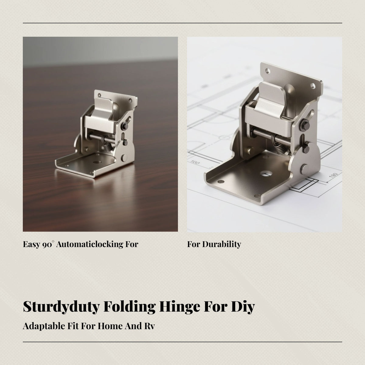 90 Degree Folding Locking Hinge, sturdy Duty Automatic Locking Bracket, Furniture Table DIY Hardware
