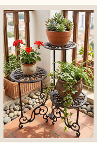Vintage Cast Iron Three-Tier Rotating Plant Stand