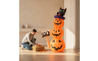 Outdoor Stacked Pumpkins with Witch Hat Spooky Stacked Pumpkin Inflatable Seasonal Jack-O'-Lantern Inflatable Bright for Shop Entrances