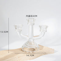 欧式复古玻璃烛台餐桌装饰摆件ins拍照道具长蜡烛香薰蜡烛小烛台