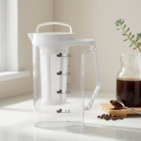 Refrigerator Safe Pitcher with Filter Clear Cold Brew Pitcher Transparent Carafe Rectangular for Coffee Lovers, Students, Kitchen, Office, Dorm