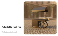 With Top fabric roof Roofed Display Wagon Large Capacity Multi-Tier Plant Trolley Decorative casters floral display stand adaptable Use for Garden lovers, Home Decorators, Promotional Events, Storefronts, Craft Fairs, Weddings