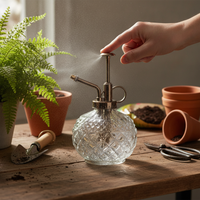 Vintage Embossed Glass Spray Bottle for Gardening and Home Use