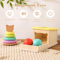 Montessori Wooden Permanent Box Coin Box Tissue Box Shape Sorter Toddler Learning Toy Column Set