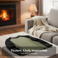 Relaxed Loose Fit T-Shirt, Thermal Cationic Plush, Unisex Crew Neck, Color Block, Autumn