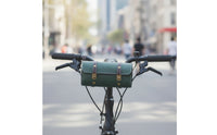 Cylindrical Handlebar Bag Vintage-Style Handlebar Bag with Buckle Straps Leather-Like for Commuting