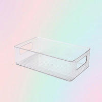 Stackable Desktop Organizer with Handle, Clear Desk Storage Drawer for Office, Modular Bathroom Drawers for Vanity Counter