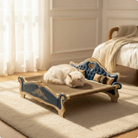 Cat Scratching Bed Retro-Style Cat Sofa with Scratcher Upholstered Scratching Pad for Cats, Kittens, Living Room