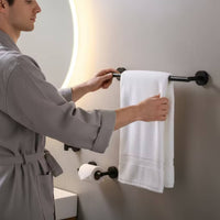 5 Pieces Wall-Mounted Bathroom Hardware Set Stainless Steel Towel Bar Set with Hooks Easy to Install Bathroom Tissue Holder Holder Space-Saving for Powder Room