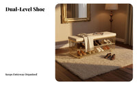 Upholstered Shoe Rack Bench Luxurious Design Cushisingled Rack Bench Multi-Purpose Use Multi-Purpose for Apartment Dwellers