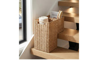 Wicker Stair Basket 2 Compartments Stair Step Organizer Basket Opening Top Staircase Storage Bin for Entryway