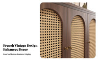 Integrated Shoe Storage screen Cabinet with Woven Doors Vintage influenced Room Divider Multi-Functional Design Household Furniture Ribbed Privacy Screen for Homeowners, Apartment Dwellers, Entryway, Foyer, Hallway