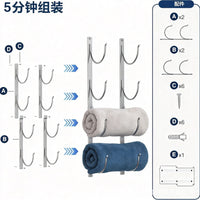4-Tier Wall-Mounted Towel Rack for Bathroom, Silver