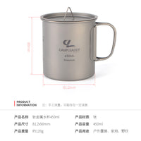 450ml Outdoor Pure Titanium Cup Portable Cup Foldable Camping Cup with Lid