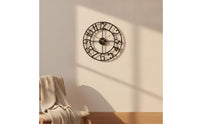 Wall Clock with Metal Frame Openwork Metal Wall Clock Silent for Bedroom, Office