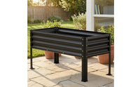 Galvanized Metal Garden Bed Corrugated Metal Raised Garden Bed Black Outdoor Growing Setup