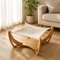 Elevated Pet Lounger Wooden Structure Finish Cat Hammock Bed Raised for Cats