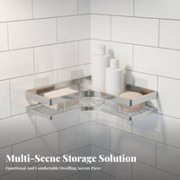 Drillwithout Drilling Installation Triangle Corner Organizer No Drilling Triangular Shower Organizer Rust-Proof Wall Shelf Rustproof for Homeowners, Families, Students, Kitchen, Restroom, Balcony