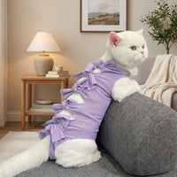 Cat Recovery Suit with Ties, Sleeveless Anti-Licking Cat Suit for Home Care, Breathable Spay Recovery Clothes, Post Surgery Cat Clothes, Soft 142