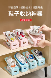 Kids Shoe Stacker Space Saving Double Deck Shoe Rack Non-Slip Surface for Young Children