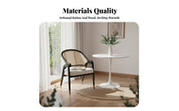 Woven Rear Armchair Retro & Design Cane Rear Armchair Handmade Weaving Brass-Tipped Legs for Business Owners, Adults