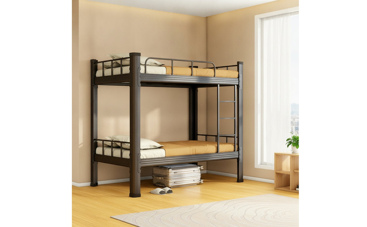 Metal Bunk Bed with Ladder Space-Saving Bunk Bed with Guardrails Sturdy for Students, Teens, Dormitory, Shared Bedroom, Hostel