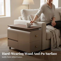 2-Tier Rolling Trolley Mobile with Casters Side Table Space-Saving Design Adaptable Use for Homeowners, Living Room