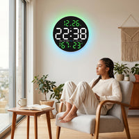 Led-Digitaluhr mit Luftfeuchtigkeitsmesser beleuchtet Wanduhr mit Datum hell