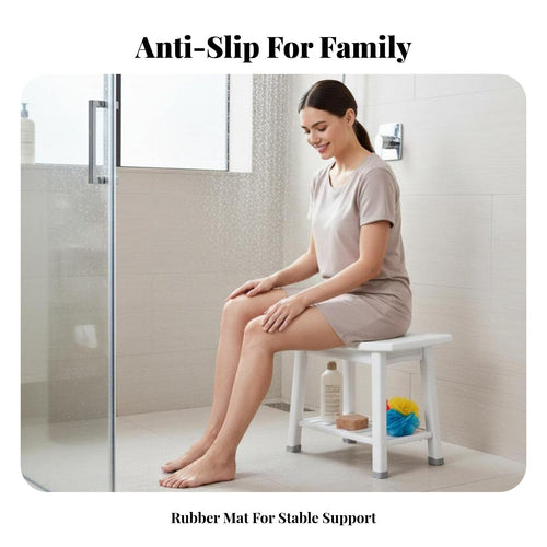 2-Tier Slatted Bath Bench Quick-Draining Design 2-Tier Slatted Bench for Adults