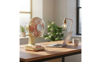 Long Battery Life Mini Desktop Fan Quiet Operation Retro Desk Fan Brushless Engine Home Appliance for Office, Bedroom