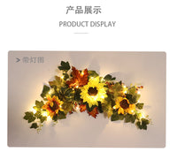 秋季仿真南瓜门挂丰收节装饰花环 向日葵感恩节家庭节日派对壁挂