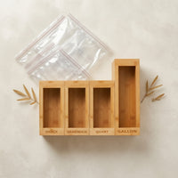 Eco-Friendly Bamboo Bag Organizer Natural Food Bag Dispenser Sturdy Long-Lasting for Kitchen, Drawer, Pantry