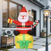 Inflatable Santa with Candy Cane Freestanding Inflatable Santa Figure Holiday Decoration Festive Decorations Cheerful