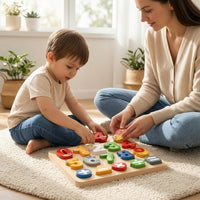 Preschool Wooden Puzzle with Animal Faces Child-Centered Math Puzzle Screennon-Digital Math Learning Board Colorful for Preschoolers, Kids