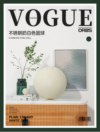 不锈钢空心球哑光装饰球奶白色金属圆球商场橱窗吊顶圣诞彩色球 420MM哑光奶白