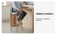 Upholstered Swivel Stool with Backrest High-Density Foam Padding Counter Chair