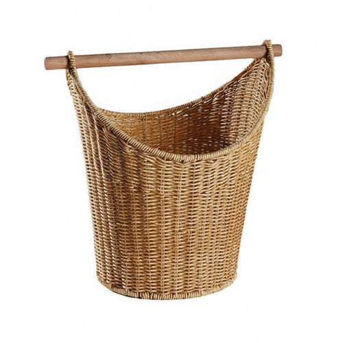 Imitation Rattan Storage Tote Sturdy Construction Toilet Paper Basket for Office