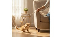 Cat Teaser Wand Wooden Cat Wand with Feathers Indoor for Chase Sessions, Kittens