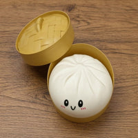 Stress-Relief Press Bun with Steamer Cute Steamer Bun Press Toy Soft Novelty for Adults, Teens, Students, Desk, Office, Classroom