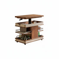 elevateTop Rolling C-Table Height Adjustable Serving Cart With casters for Bedroom