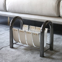 Modern Light Luxury Metal Leather Magazine Rack Bookshelf