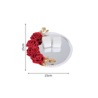 Mirrored Display Tray with Beaded Rim Decorative for Couples