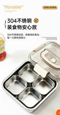 304不锈钢分装盒食品保鲜盒可微波炉加热餐盒冷冻食物密封收纳盒
