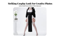 Alluring Nun Cosplay Outfit Bodycon Fit Black Habit Costume Set for Roleplay
